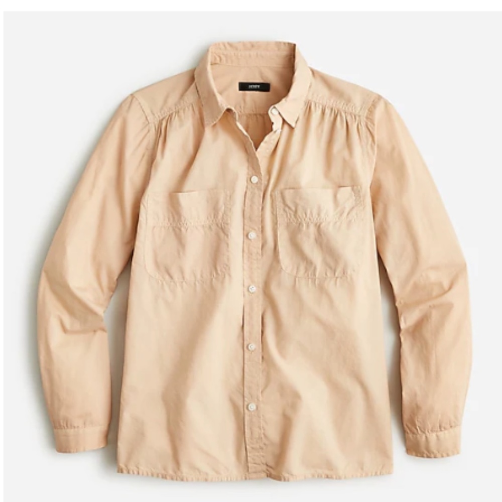 Garment-dyed cotton poplin utility shirt size 4 new with tags color tan